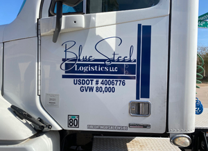 truck door logo decal with usdot gvw lettering