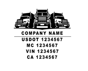 trucking company name door decal with usdot mc vin and ca lettering sticker decals