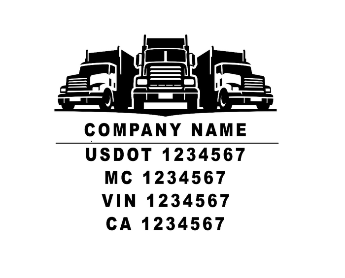 Five Line Trucking/Transport Business Door Logo Sticker Decal Lettering (Set of 2)