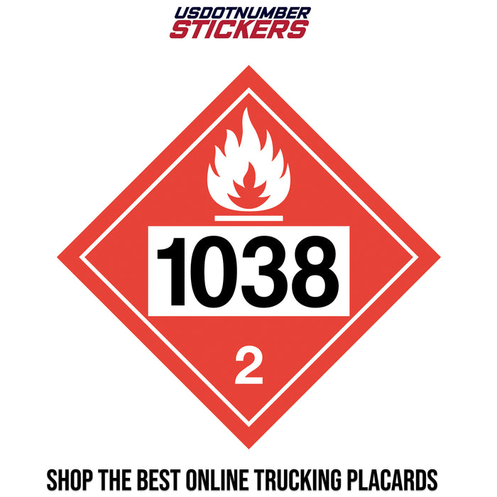 Class 2 Flammable Gas UN #1038 Placard