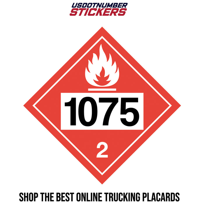 Class 2 Flammable Gas UN #1075 Placard