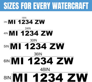 Custom Boat Vessel Registration Number Sticker Decal Lettering (Set of 2)