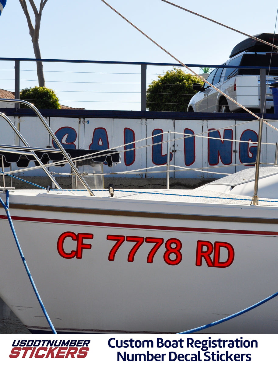 Multi-Color Custom Boat Vessel Registration Number Sticker Decal Lette ...