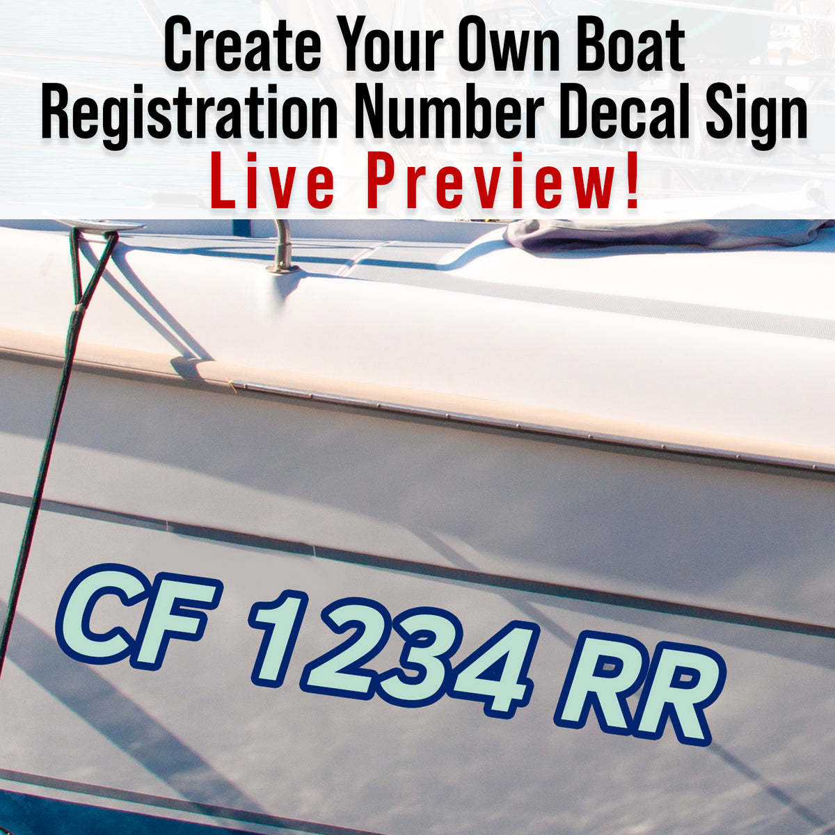 Design & Create Your Own Boat Registration Number Lettering Decal Stic ...