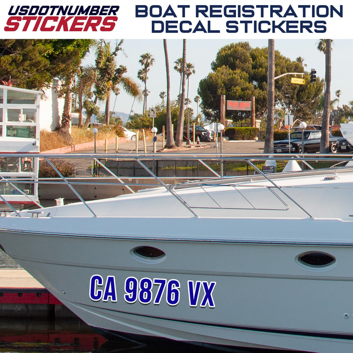 Multiple Color Custom Boat Vessel Registration Number Sticker Decal Lettering [Sailboats, Pontoons, Jet-skis] (Set of 2)