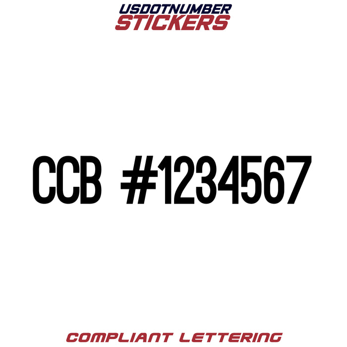 CCB # Number Regulation Decal (Set of 2)
