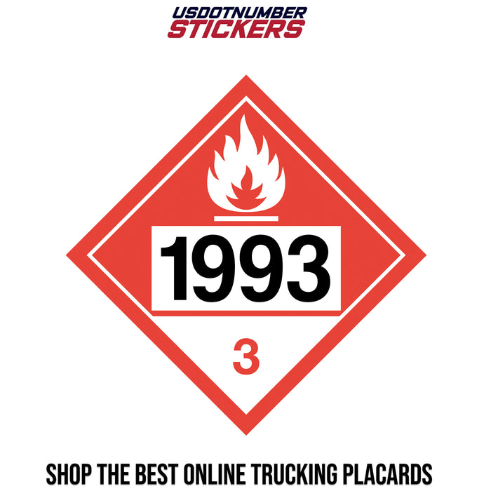 Class 3 Flammable Liquid UN #1993 Placard Sign