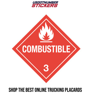 Class 3 Flammable Liquids Combustible Placard