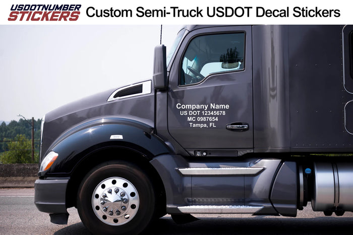 Custom Semi-Truck, Box Truck, USDOT Number Truck Door Decal Sticker Lettering (Set of 2)