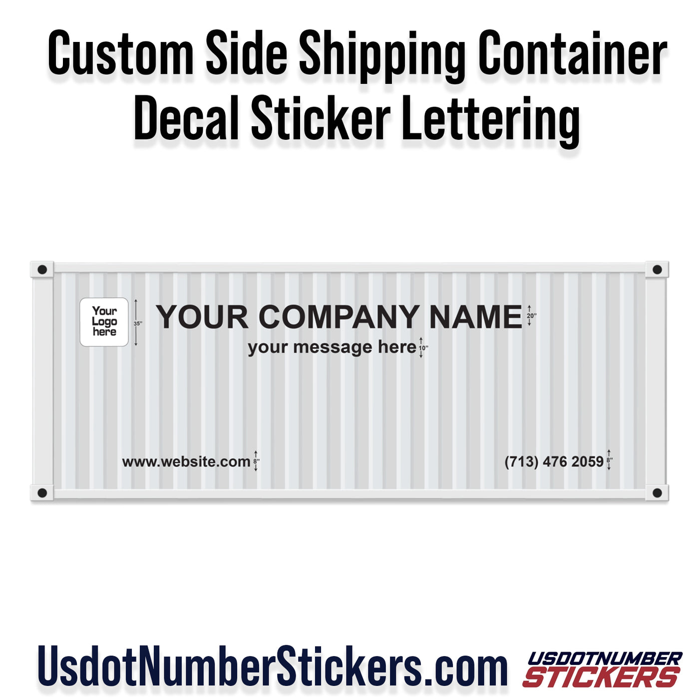 Custom Side Shipping Container Decal Sticker Lettering – USDOT NUMBER ...