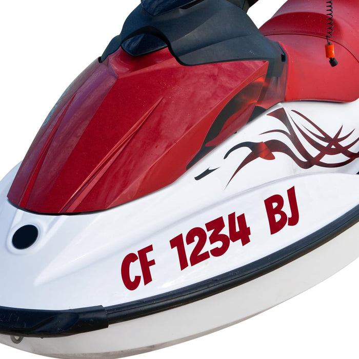 Sea-DooJet Ski Registration Number Decal Sticker Lettering (Set of 2)