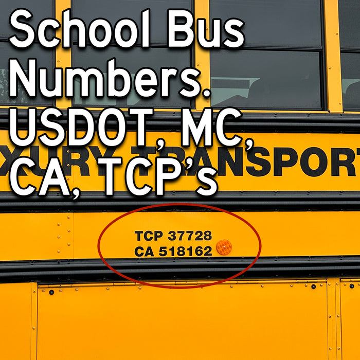 School Bus Number USDOT, CA, MC, TCP Decal Stickers (2-Pack)