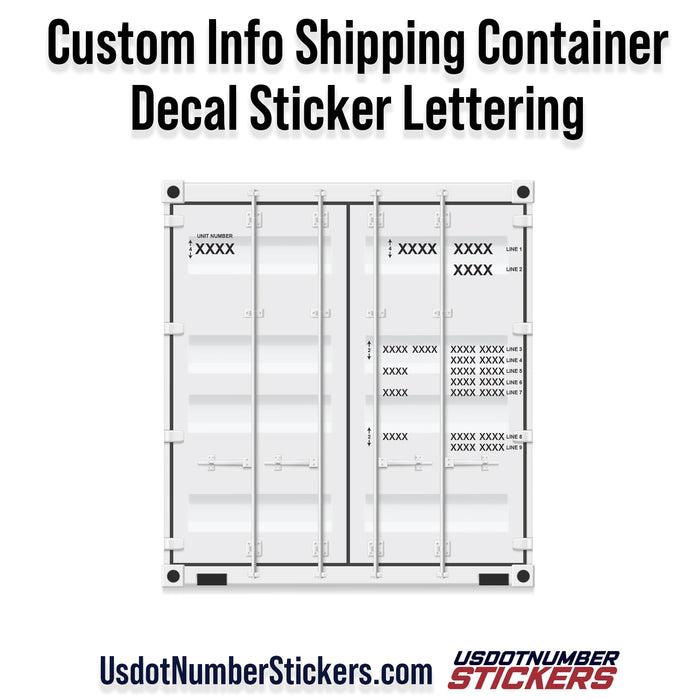 Custom Info Shipping Container Decal Sticker Lettering