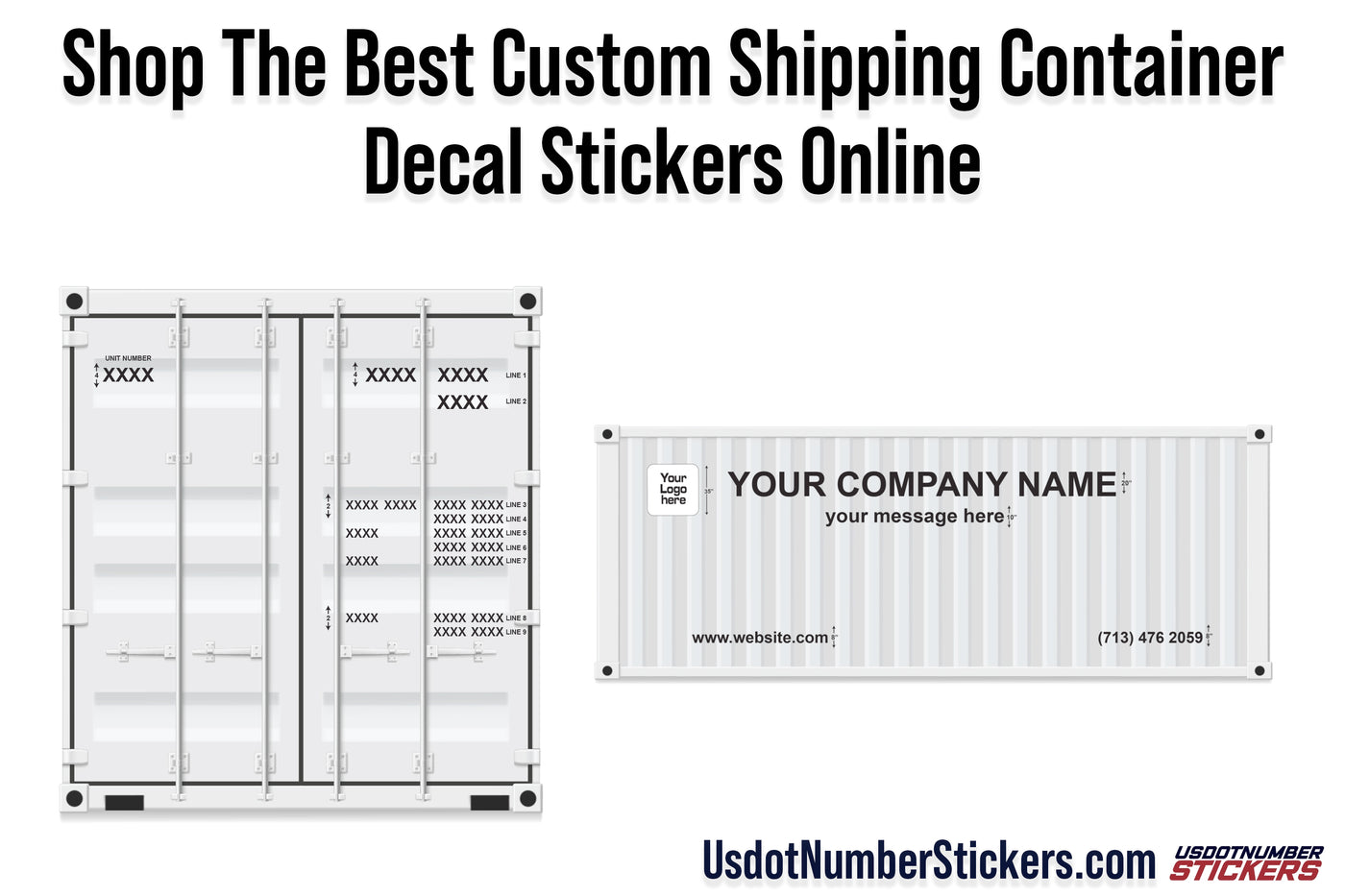 Custom Side Shipping Container Decal Sticker Lettering – USDOT NUMBER ...
