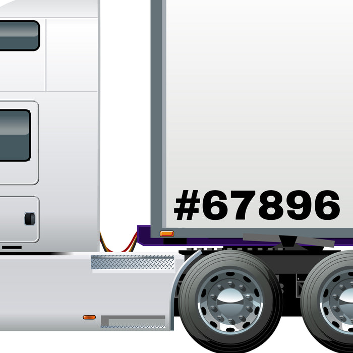 Trailer Box Truck Number Decal Sticker Lettering, (Set of 2)