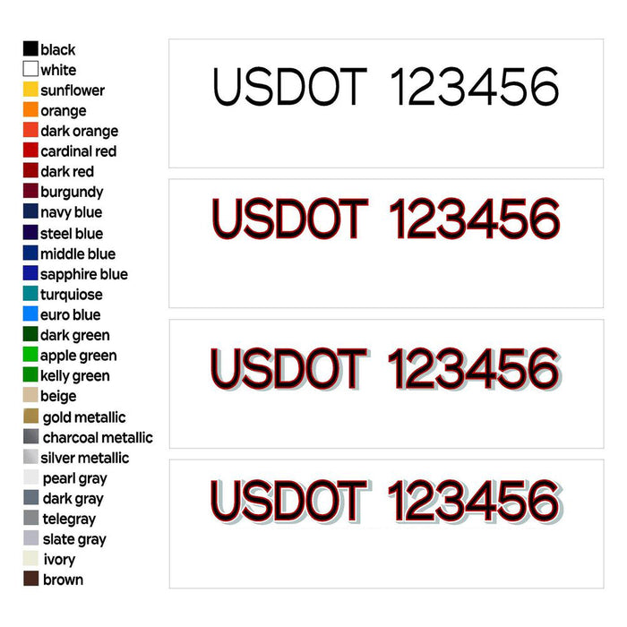 USDOT Number Registration Decal Sticker Vinyl Lettering (Set of Two)