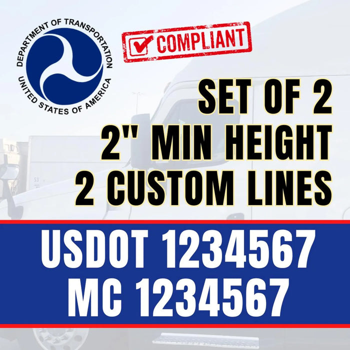 USDOT MC Truck Door Decal Lettering Stickers (Set of 2)