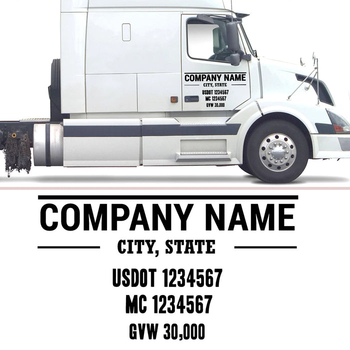 Company Truck Door Decal with City, State, USDOT, MC & GVW Lettering Sticker(Set of 2)