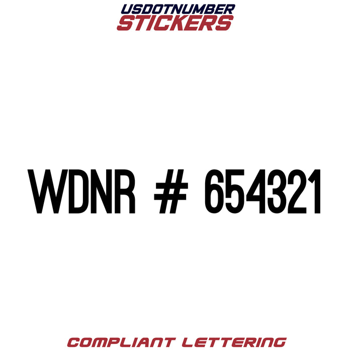 WDNR # Number Regulation Decal (Set of 2)