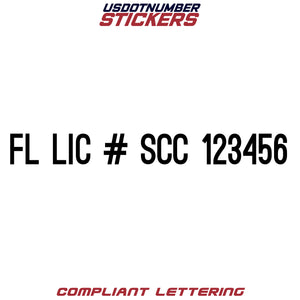 FL LIC # SCC Number Regulation Decal (Set of 2)