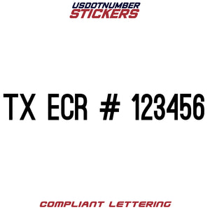 TX ECR # Number Regulation Decal (Set of 2)