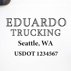 Company Name Truck Decal with USDOT an Location