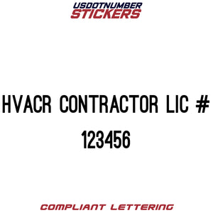 HVACR Contractor Lic # Number Regulation Decal (Set of 2)