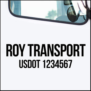 transport company name with usdot decal