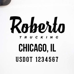 Company Name Decal with Location & USDOT Number