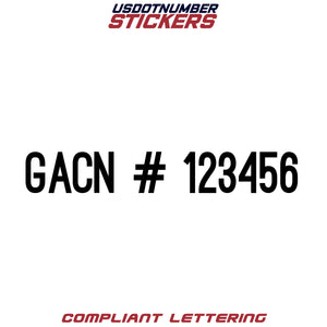 GACN # Number Regulation Decal (Set of 2)