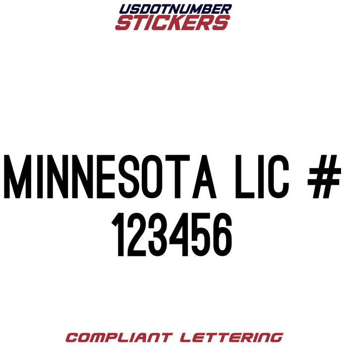 Minnesota LIC # Number Regulation Decal (Set of 2)