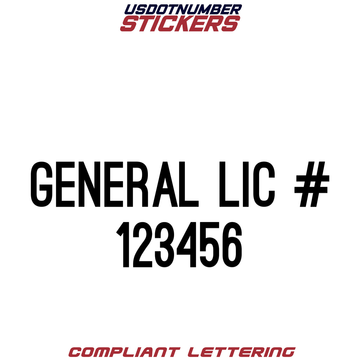 General LIC # Number Regulation Decal (Set of 2) – USDOT NUMBER STICKERS