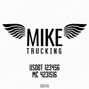 Company Name Decal with Wings, USDOT, MC
