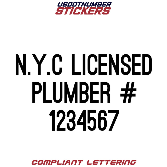 N.Y.C Licensed Plumber # Number Regulation Decal (Set of 2)