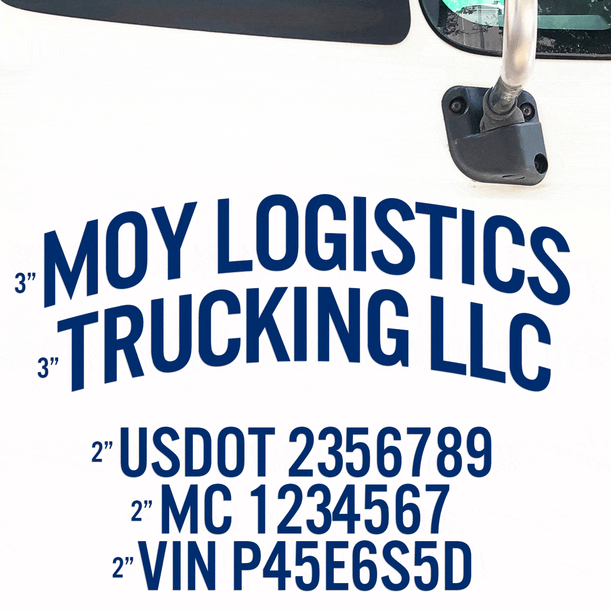 Two Line Curved Company Name + Three Regulation Line Decals, (Set of 2 ...