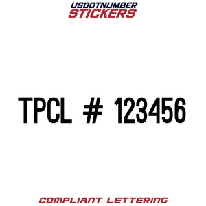 TPCL # Number Regulation Decal (Set of 2)