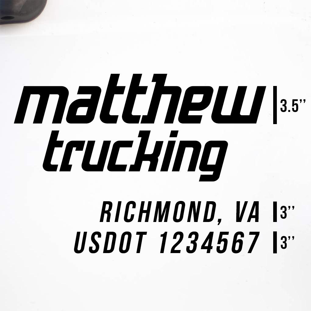 Company Name + 2 Regulation Lines Decal, USDOT (Set of 2) – USDOT ...
