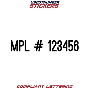 MPL # Number Regulation Decal (Set of 2)