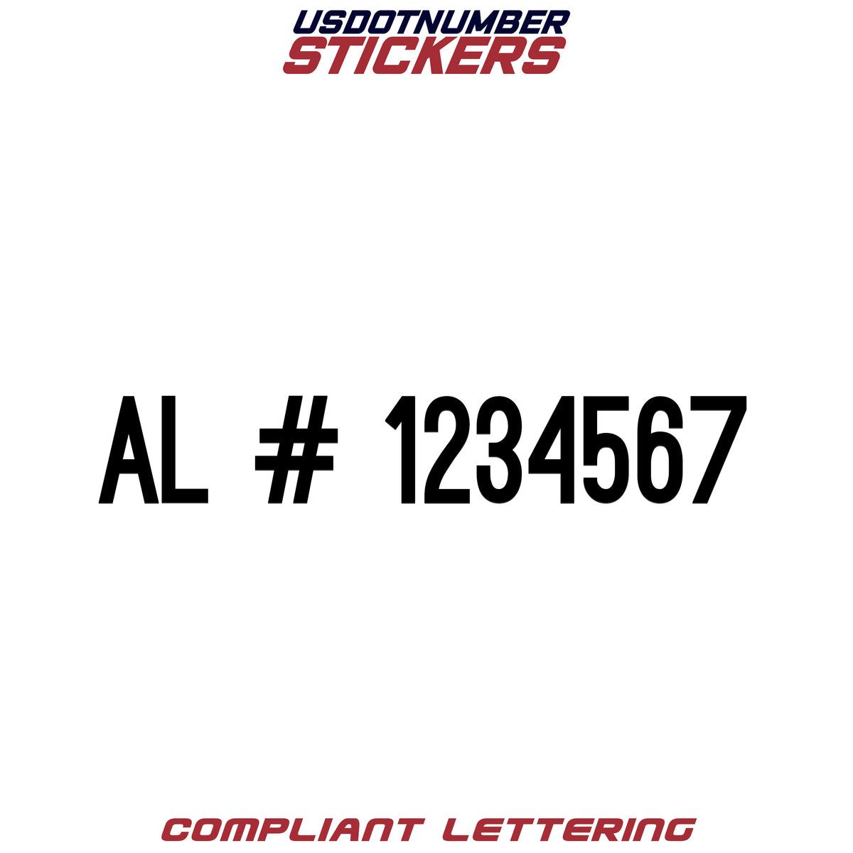 AL # Number Regulation Decal (Set of 2) – USDOT NUMBER STICKERS