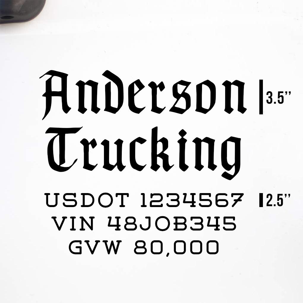Company Name + 3 Regulation Lines Decal, USDOT (Set of 2) – USDOT ...