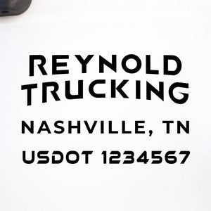 Company Name Decal with Location and USDOT Number