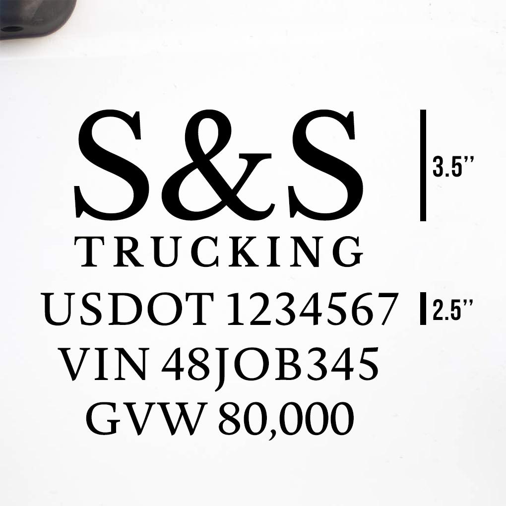 Company Name + 3 Regulation Lines Decal, USDOT (Set of 2) – USDOT ...