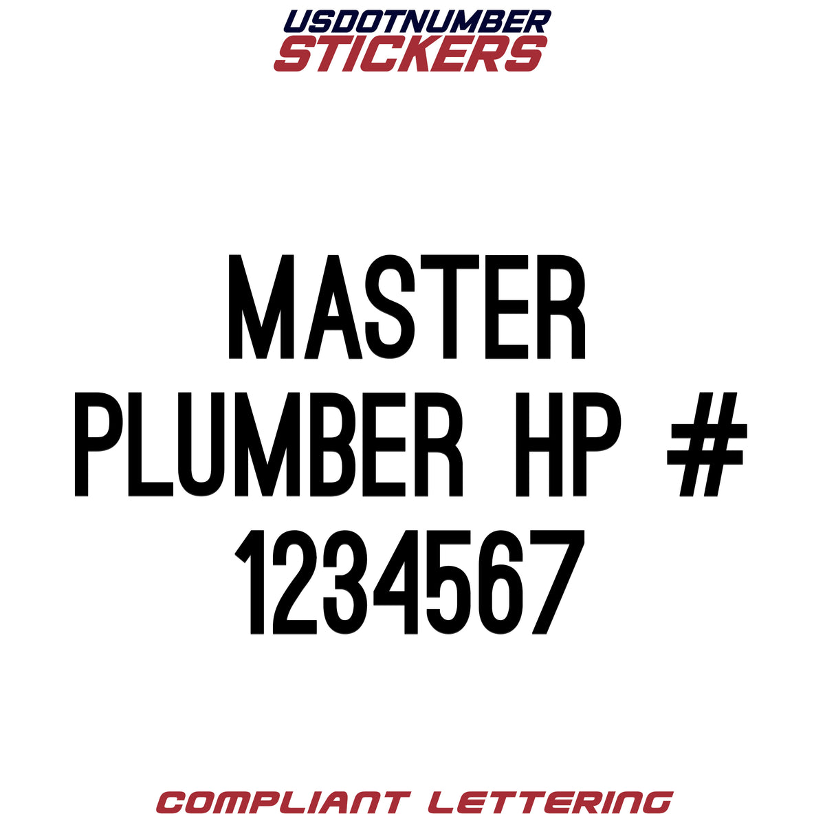 Master Plumber HP # Number Regulation Decal (Set of 2) – USDOT NUMBER ...