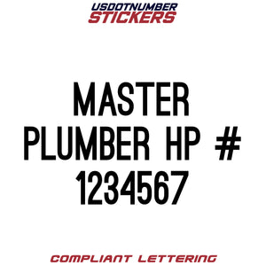 Master Plumber HP # Number Regulation Decal (Set of 2)