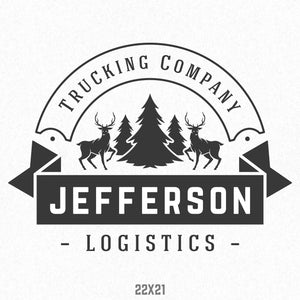 Logistics Company Name Decal with Tree & Deer