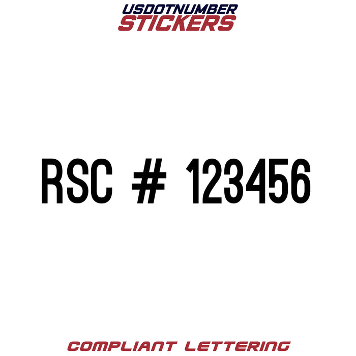 RSC # Number Regulation Decal (Set of 2)