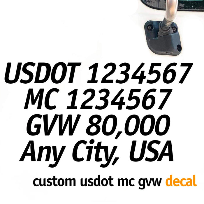 USDOT, MC, GVW & Extra Line Number Sticker Decal Lettering (Set of 2)