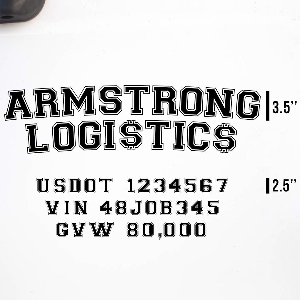 Company Name + 3 Regulation Lines Decal, Great for USDOT Lettering (Se ...