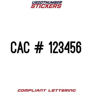 CAC # Number Regulation Decal (Set of 2)