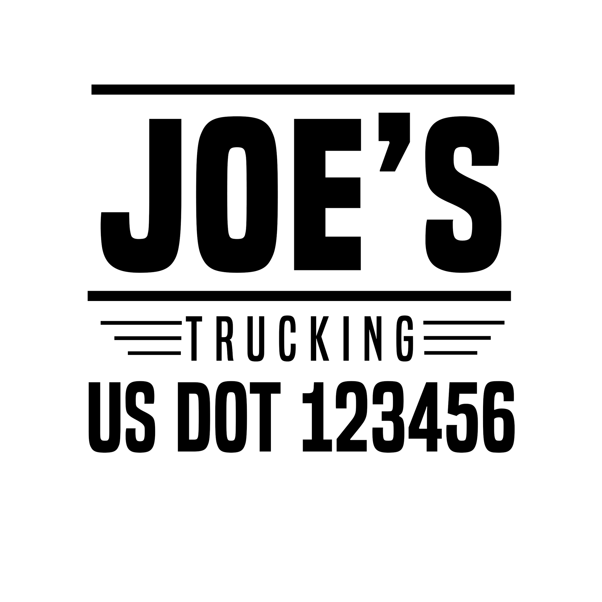 Company Name with Regulation Lines Decal USDOT NUMBER STICKERS